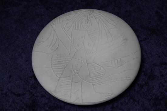 Pablo Picasso. A Madoura biscuit pottery Femme Echevelee dish, c.1963, 27cm